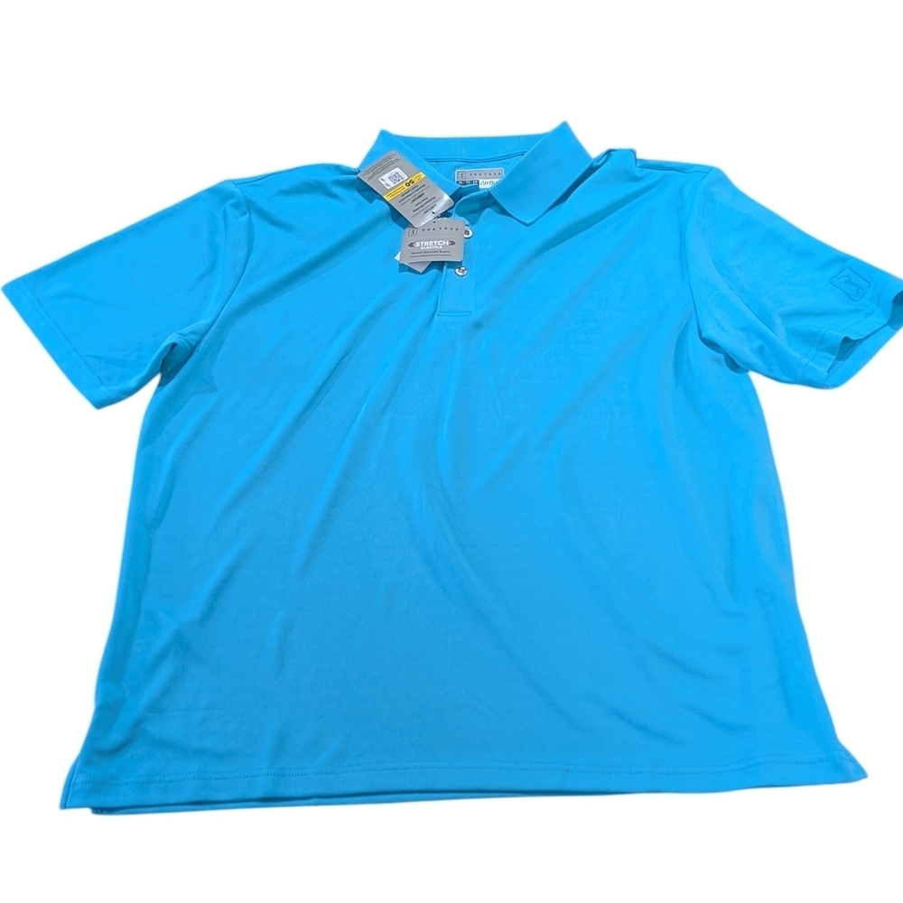 PGA XL Men's Tour Vibrant Blue Polo Shirt I Athletic Golf Resort Vacation